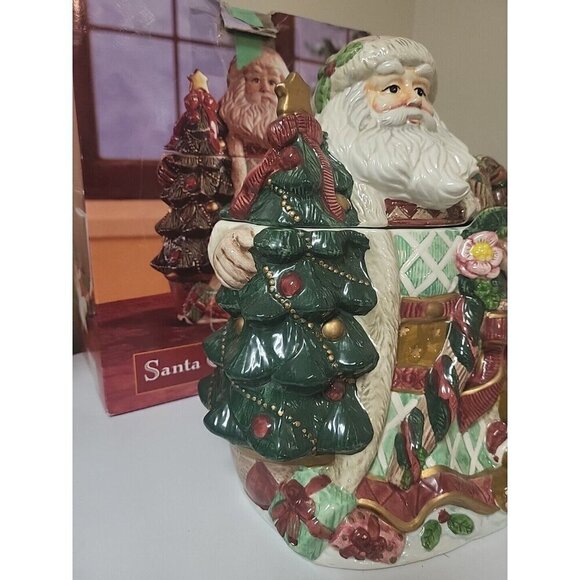 Festive Design Colorful Hand Painted Ceramic Santa Claus cookie jar 13 inches - Picture 5 of 16